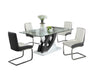 Modern Dining Set w/ Glass Table & 2-Tone Chairs STELLA-5PC