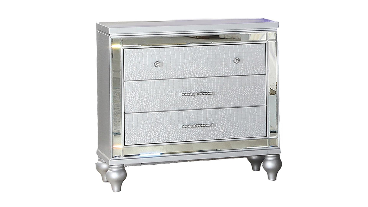 Sterling Nightstand – Sterling Nightstand Silver by Galaxy Home Furnishings