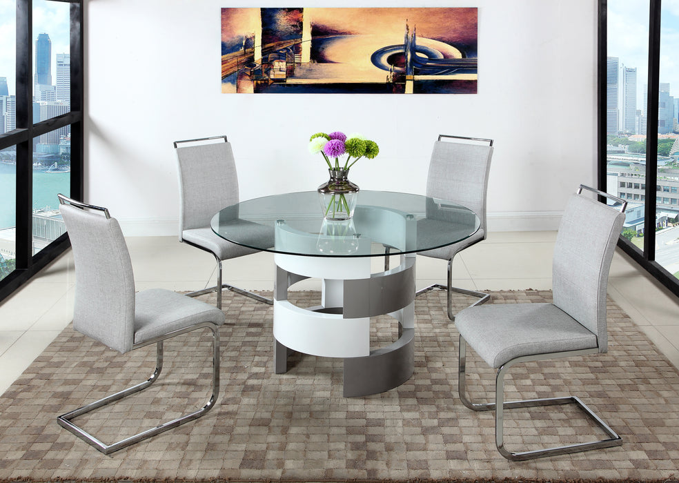Contemporary Round Glass Top Dining Table