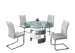 Contemporary Dining Set w/ Round Glass Table & Cantilever Chairs SUNNY-5PC