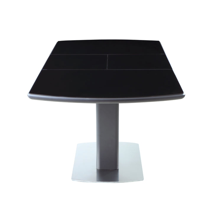 Contemporary Butterfly-Extendable Black Glass Dining Table SURI-DT