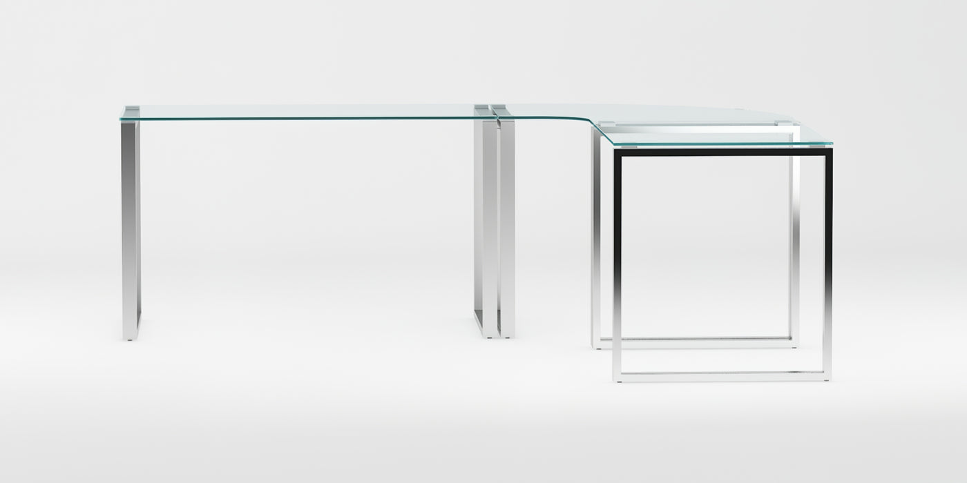 Contemporary Corner Desk w/ Glass Top 6931-DSK-CRN