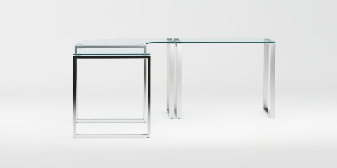 Contemporary Corner Desk w/ Glass Top 6931-DSK-CRN