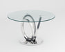 Contemporary Glass Top Dining Table w/ 3-Ring Base EVELYN-DT-POL