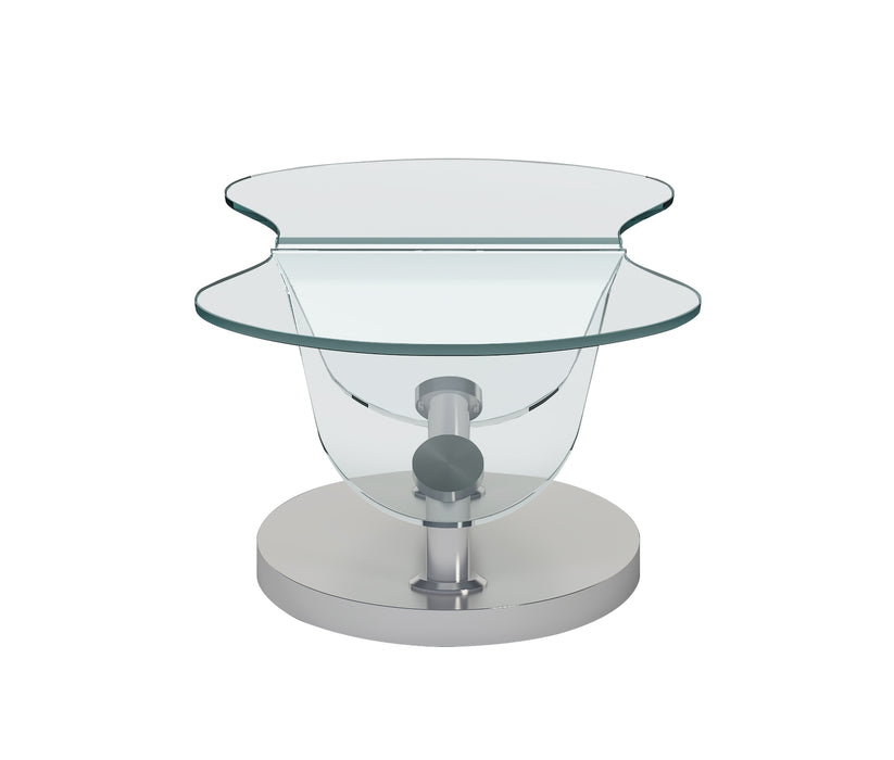 Contemporary Motion Glass Top Cocktail Table w/ Steel Base 2062-CT