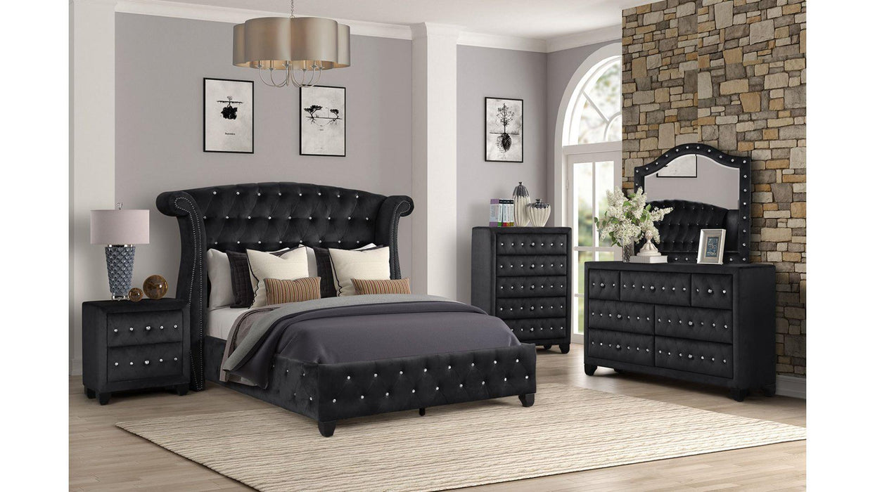 Sophia Bedroom Set – Sophia Full 5 Pc Bedroom Set in Black by Galaxy Home Furnishings