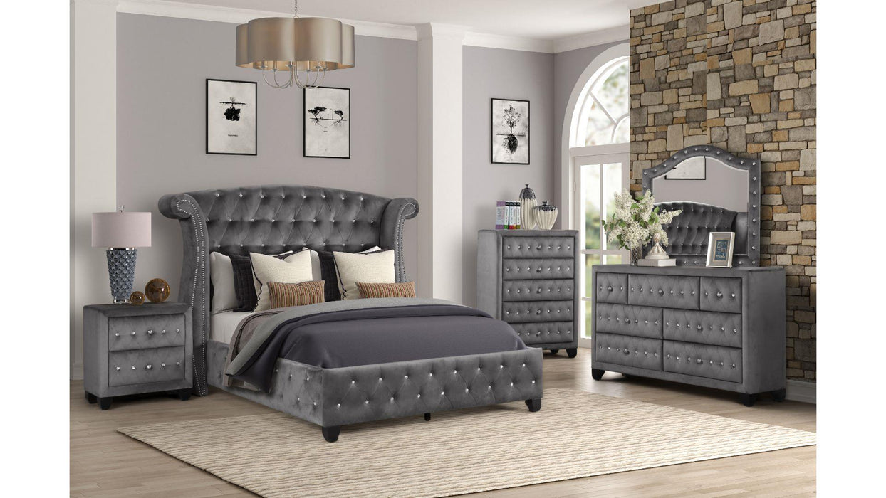 Sophia Bedroom Set – Sophia Full 5 Pc Bedroom Set in Gray by Galaxy Home Furnishings
