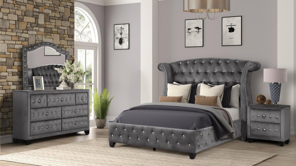 Sophia Bedroom Set – Sophia Full 4 Pc Bedroom Set in Gray by Galaxy Home Furnishings