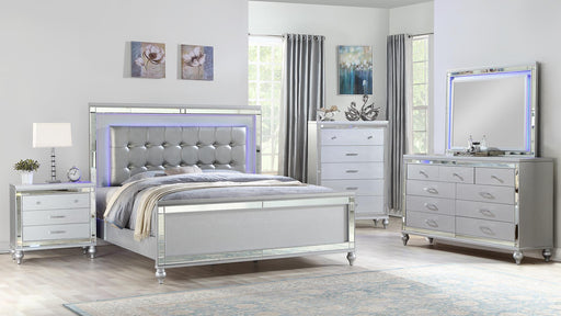 Sterling Bedroom Set – Sterling Full 5 Pc Bedroom Set in Silver by Galaxy Home Furnishings