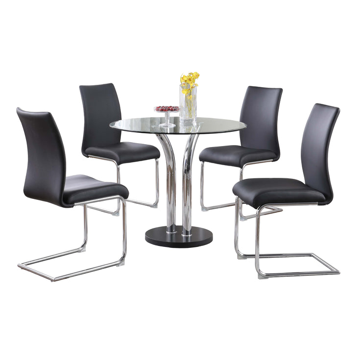 Dining Set w/ Glass Top Bistro Table & 4 Cantilever Side Chairs T-311-JANE-5PC-BLK