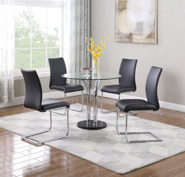 Dining Set w/ Glass Top Bistro Table & 4 Cantilever Side Chairs T-311-JANE-5PC-BLK