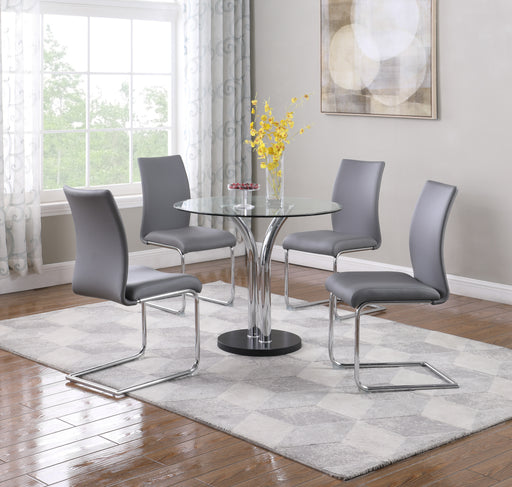 Dining Set w/ Glass Top Bistro Table & 4 Cantilever Side Chairs T-311-JANE-5PC-GRY