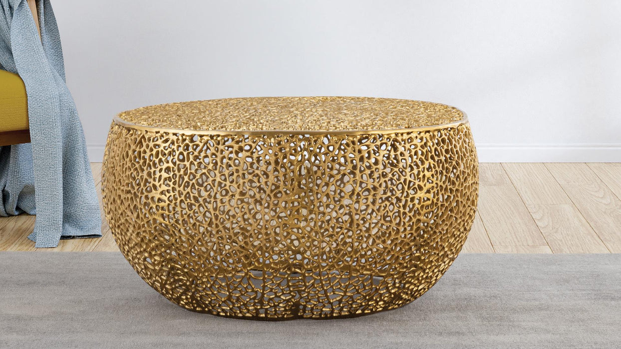 T3502-32 Coffee Table – T3502-32 Round Coffee Table Gold by Galaxy Home Furnishings