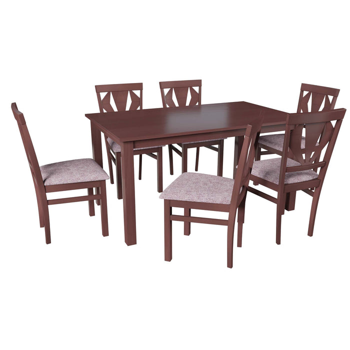 Ottomanson Oro Collection Espresso Wooden 6 Person Table for Dining Set (Table Only) T7008-ESP-6