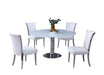 Contemporary Dining Set w/ Motion-Extendable White Glass Table & 4 Tufted Chairs TAMI-IRIS-5PC