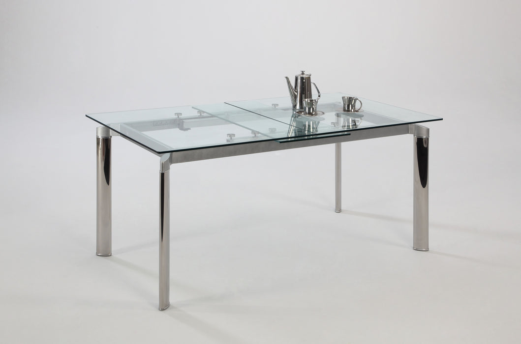 Modern Extendable Clear Glass Dining Table TARA-DT-CLR