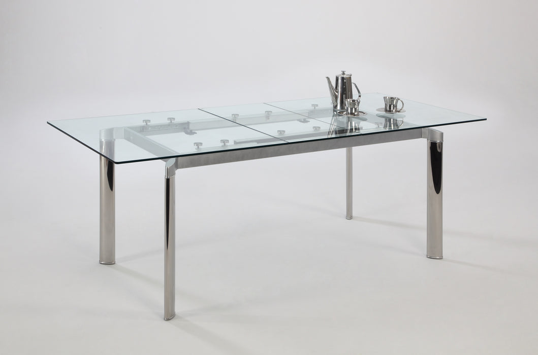 Modern Extendable Clear Glass Dining Table TARA-DT-CLR