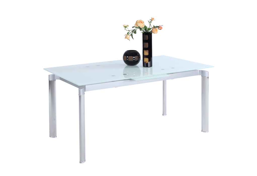 Modern Extendable White Glass Dining Table