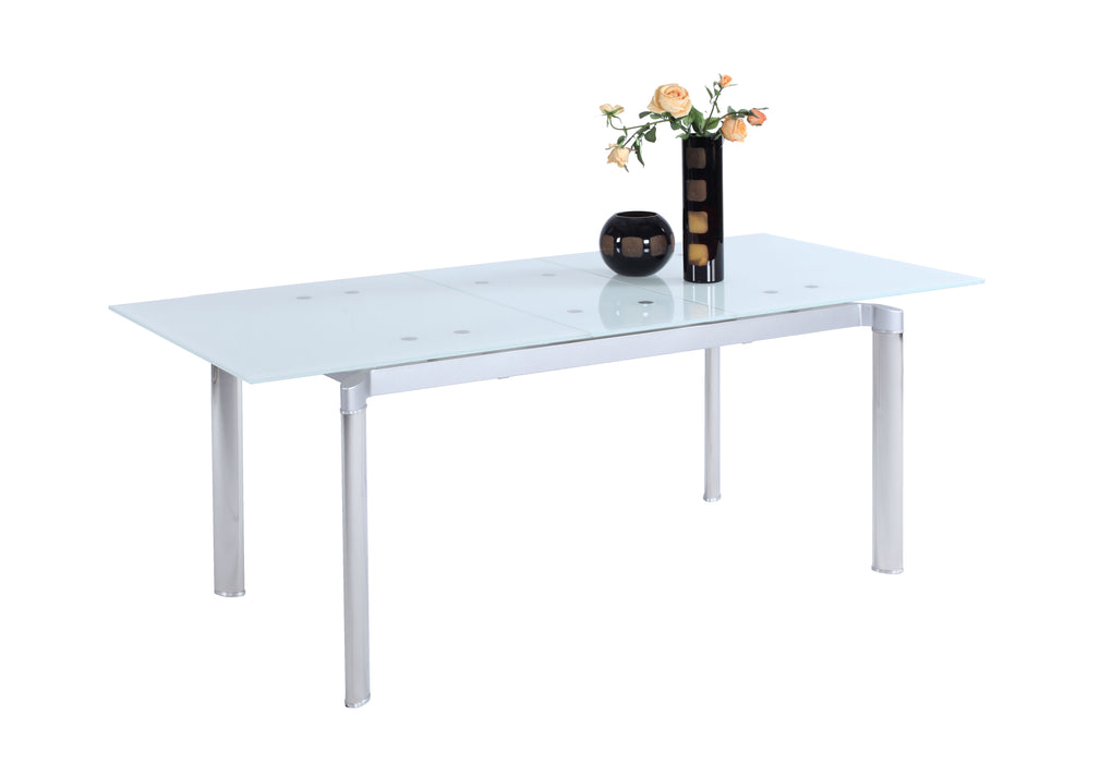 Modern Extendable White Glass Dining Table TARA-DT-WHT