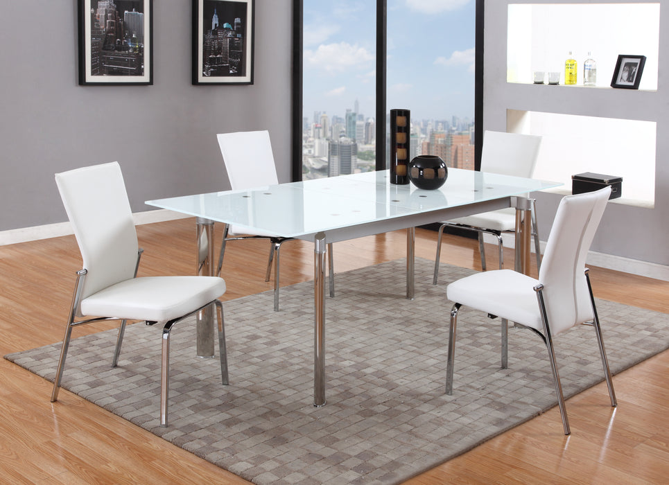 Modern Extendable White Glass Dining Table