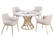 Dining Set w/ Sintered Stone, Golden Base & Club Style Arm Chairs TRACY-5PC-BGL-CER-47