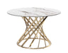 Round Sintered Stone Top Table w/ Golden Art Deco Base TRACY-DT-BGL-CER-47