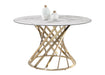 Round Sintered Stone Top Table w/ Golden Art Deco Base TRACY-DT-BGL-CER-47