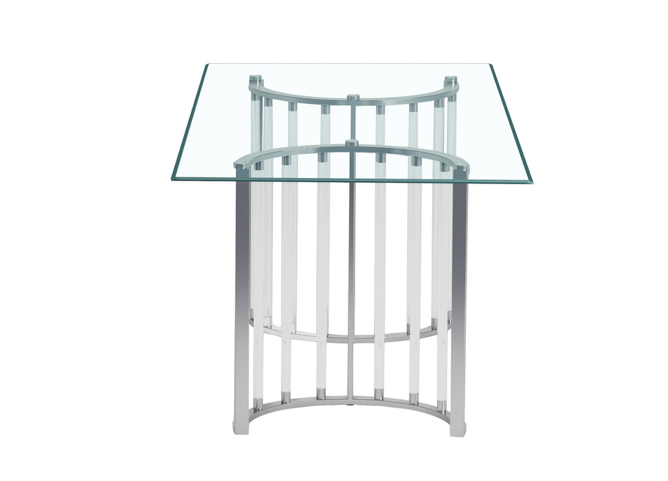 42"x 72" Glass Top Dining Table w/ Steel & Acrylic Base TRISHA-DT-CHM-4272