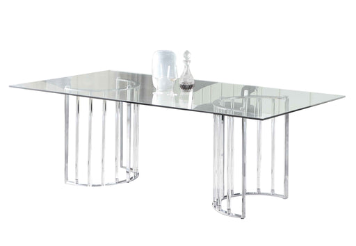 36"x 60" Glass Top Dining Table w/ Steel & Acrylic Base TRISHA-DT-CHM-3660