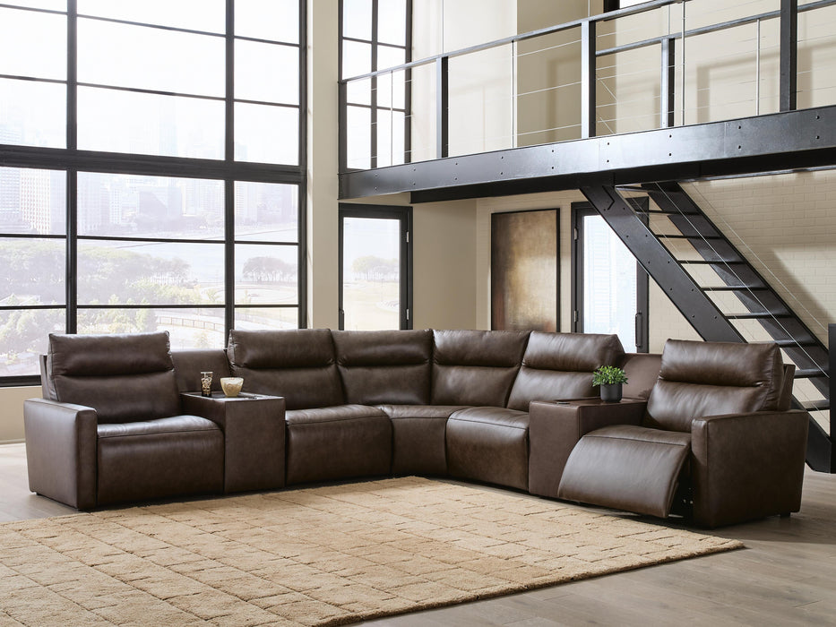 ModZ 7-Piece Power Reclining Sectional with Audio Consoles