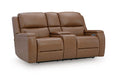 5Z-Syran Power Reclining Loveseat with Console - Caramel
