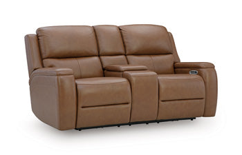 5Z-Syran Power Reclining Loveseat with Console - Caramel