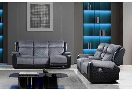 U5914 Reclining Sofa And Console Reclining Loveseat - Grey/Black-rs/Crls