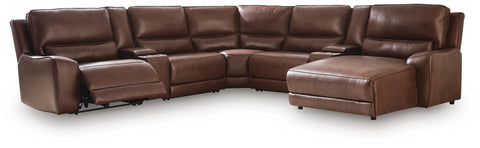 Seccional reclinable DeepWakes de 7 piezas con chaise longue y consolas de almacenamiento