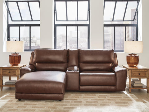 Seccional reclinable eléctrico de 3 piezas DeepWakes con chaise longue