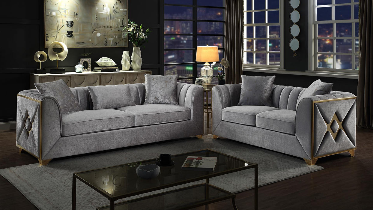 Velencia Living Room Set – Velencia 2 Pc Living Room Set in Silver by Galaxy Home Furnishings