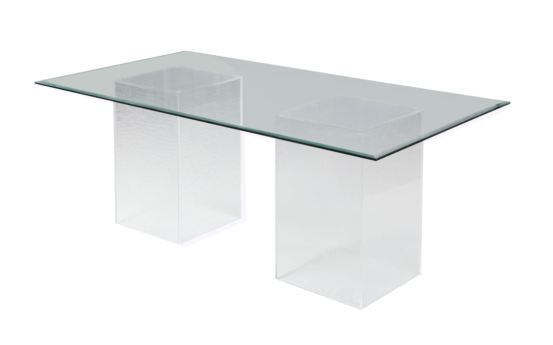 Contemporary 84" Rectangular Glass Dining Table