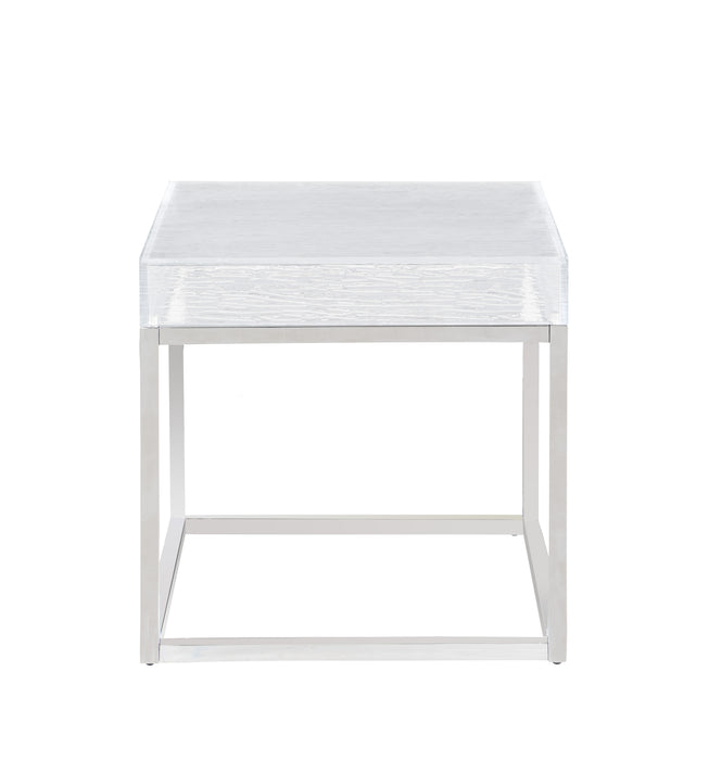 Contemporary Lamp Table w/ Acrylic Top & Stainless Steel Frame VALERIE-LT