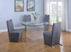 Contemporary Dining Set w/ Surfboard Glass Table & Chairs VALERIE-EVIE-5PC-SB