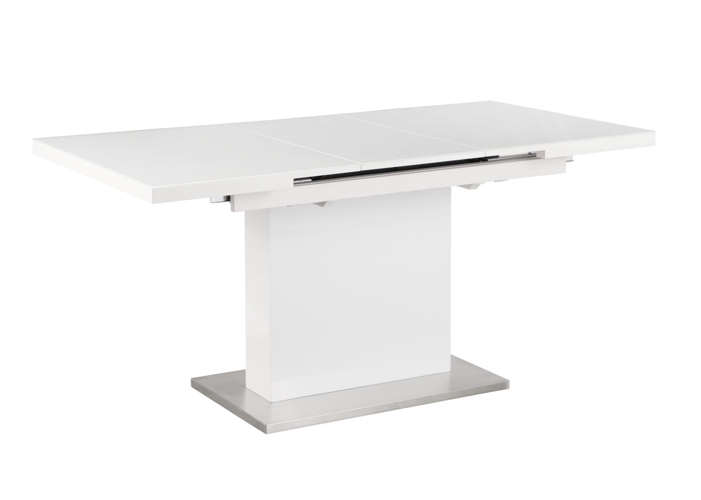 Contemporary Pop-Up-Extendable White Glass Dining Table VANESSA-DT