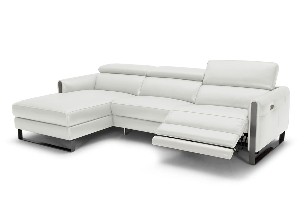 Vella Premium Leather Sectional In Light Grey 