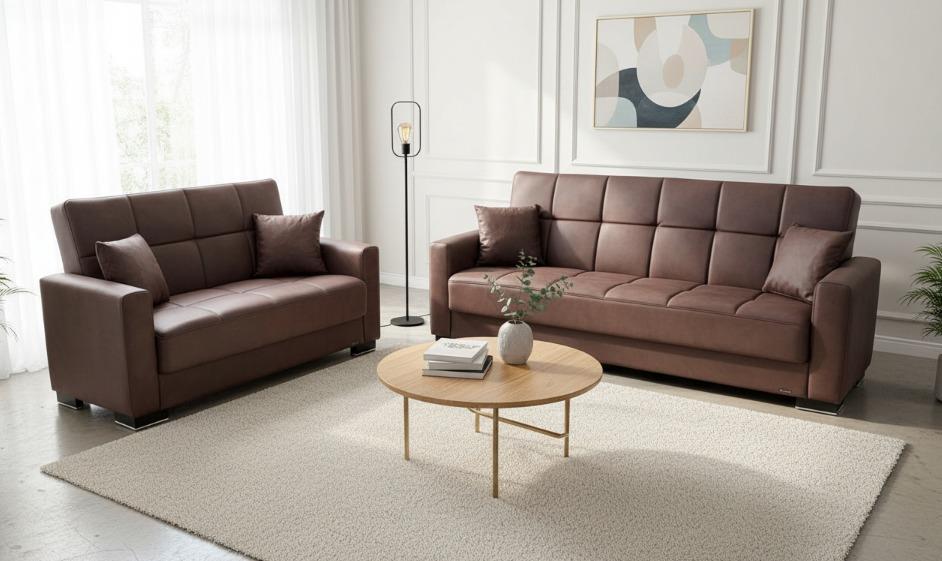 Veranda Brown Pu Living Room Set