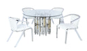 Contemporary Dining Set w/ Glass Table & Mixed Media Chairs VERONA-BRUNA-5PC