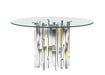 Contemporary Round Glass Table w/ Steel & Golden Cluster Design Base VERONA-DT