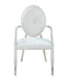 Modern Round Button Tufted Back Arm Chair - 2 per box VICTORIA-AC-WHT