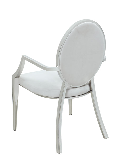 Modern Round Button Tufted Back Arm Chair - 2 per box VICTORIA-AC-WHT