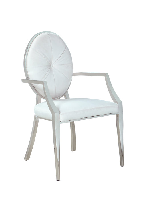 Modern Round Button Tufted Back Arm Chair - 2 per box VICTORIA-AC-WHT