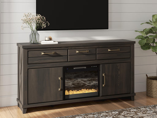 Brazen Valley 71" TV Stand with Electric Fireplace - Dark Brown