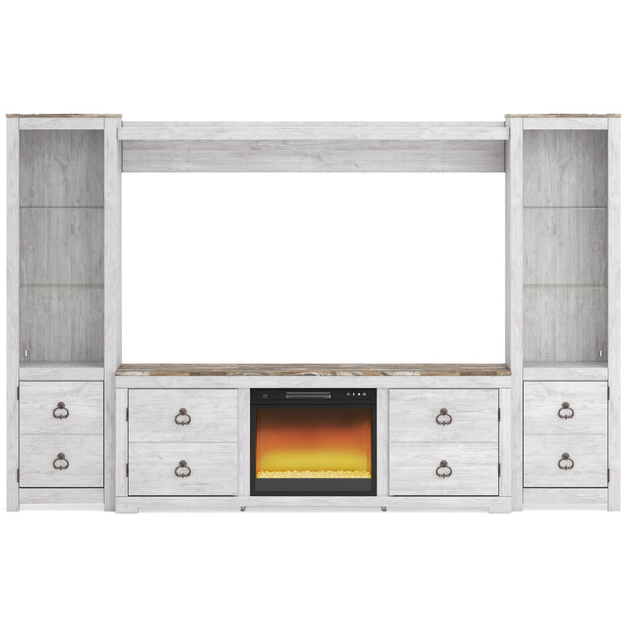 Willowton 4-Piece Entertainment Center with Electric Fireplace