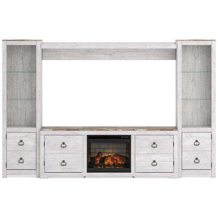 Willowton 4-Piece Entertainment Center with Electric Fireplace